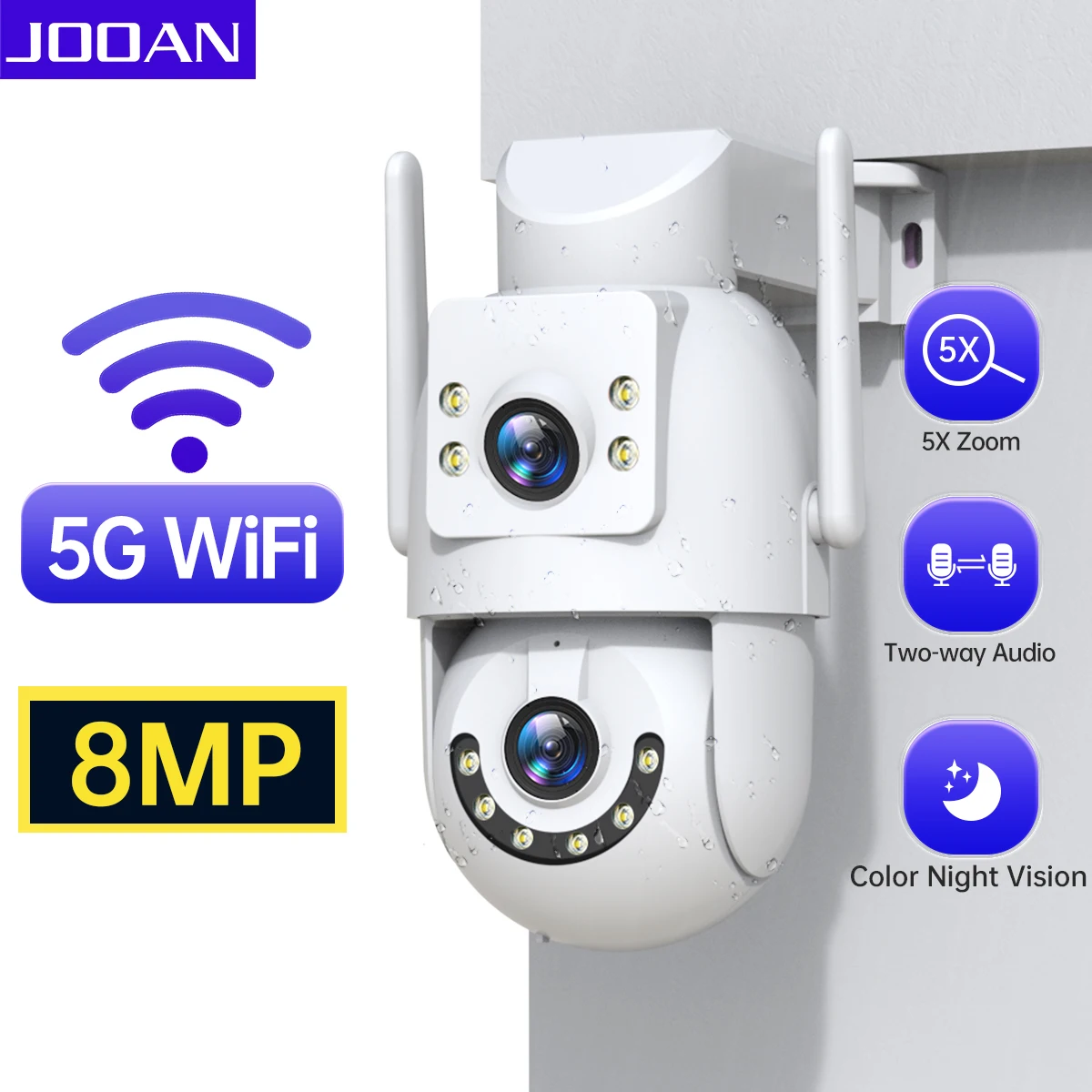 Jooan W3 5G WiFi двойной объектив двойной экран цвет ночного видения двустороннее аудио домашняя безопасность