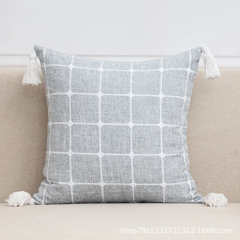 Fashionable Grid Pillowcase, Minimalist Modern Sofa, Bedroom, Minimalist Fabric Decoration, Trendy Cushion Cover 45x45