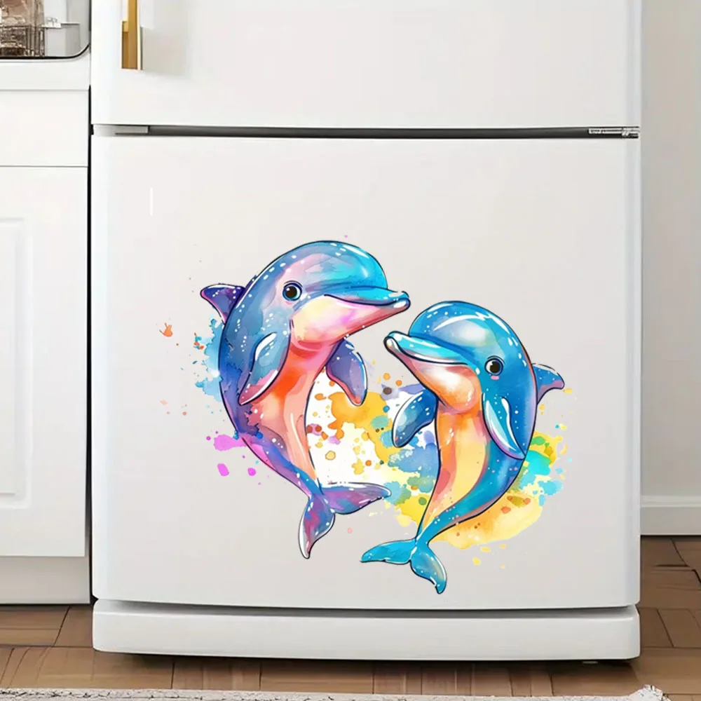 

Dolphin pattern 2D Flat Pattern stickers, Toilet Stickers Decoration for Living Room, Wall, Bedroom, and Home Decor Car Decals