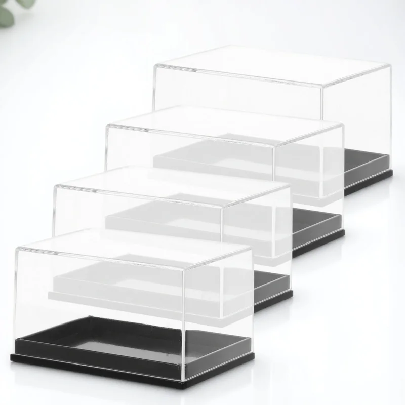 

4pcs Transparent Specimen Boxes Clear Display Cases for Small Specimen Mineral Sample Craft Beads Storage Containers Sturdy