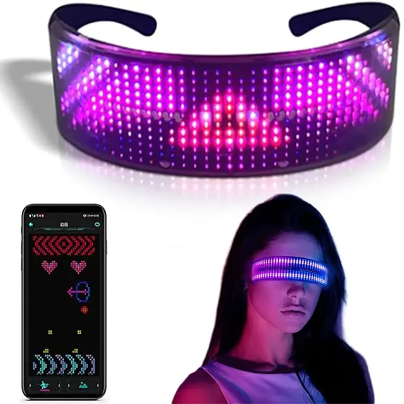 Shining LED Glasses with APP Programmable Display Screen Rgb Light up Glasses for Party Birthday Halloween