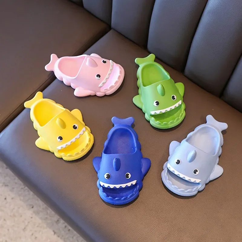 

Summer Baby Toddler Kids Adults Slip-On Shark Sandals Boys Girls Foam Beach Slides Candy Color Children Brand Breathable Sandals