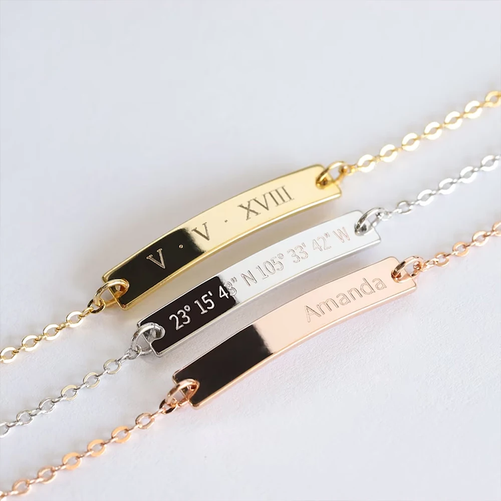 Custom Engraved Name Bracelet for Women Stainless Steel Jewelry Gold Chain Adjustable Bracelet Personalized Valentine\'s Day Gift