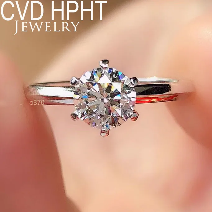 Au75018k White Gold CVD HPHT 0.5ct to1Ct D-E VS1 Round Diamond Lab Growm Diamond Ring