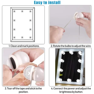 Lâmpadas LED para Espelho de Maquiagem, Vanity Lights, Carregamento USB, Iluminação da mesa de vestir do banheiro, Dimmable 6 principais vendas bulbo led espelho - №3