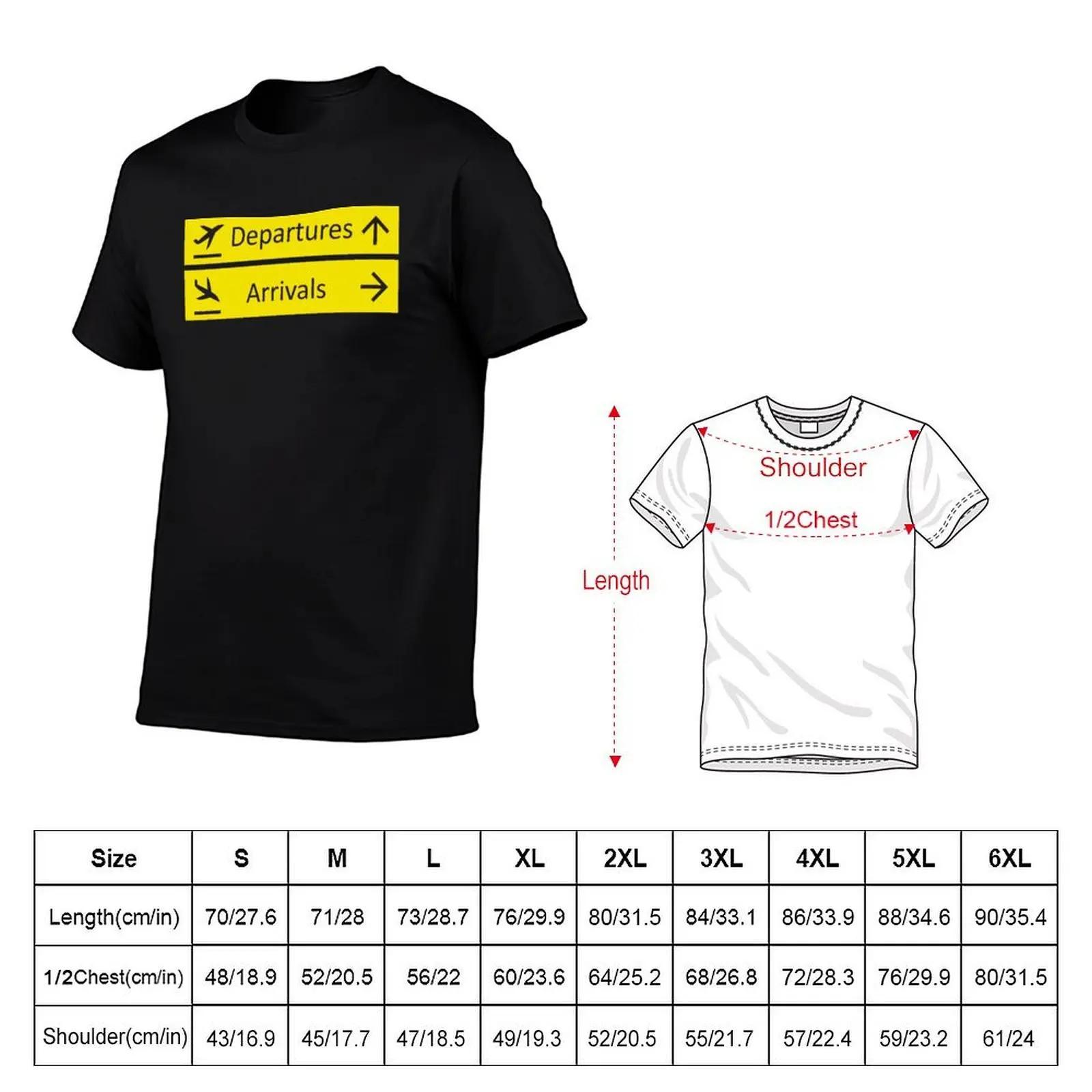 Departures and Arrivals Airport Sign T-Shirt Comfortable Daily Wear Tee