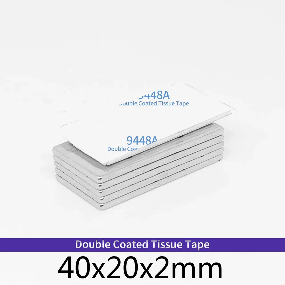 

40x20x2mm Block Strong Powerful Magnets With 3M Self - Adhesive 40*20*2 Long Neodymium Magnet Sheet 40x20x2