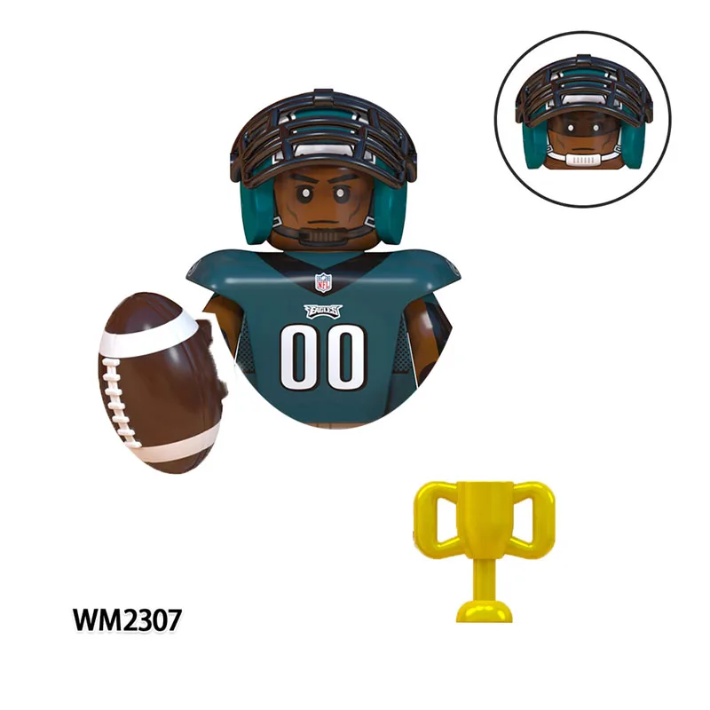 8Pcs Set Football Rugby Basketball Soccer Sport Player Bundle NFL Action Figure Mini Buliding Blocks Bricks