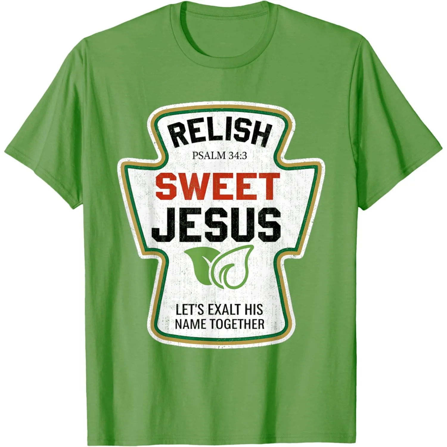 Relish Sweet Jesus Christian Graphic Tee Men Funny Ketchup Lover Round Neck T-Shirt