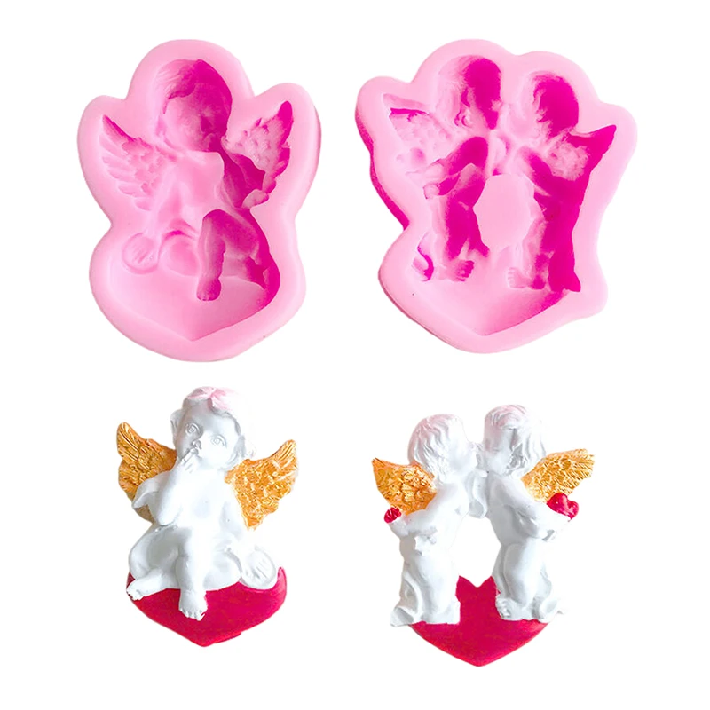 3D Angel Baby Silicone Mold Baby Birthday Party Cake Decorating Tools Cupcake Topper Fondant Baking Chocolate Candy Molds