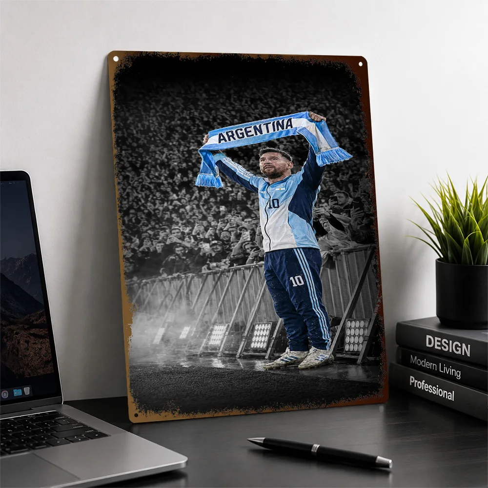 Lionel Messi Football Aluminum Poster Customized Metal Tin Sign Club Hero Design Wall Art Ideal For Office Or Supporter Corner