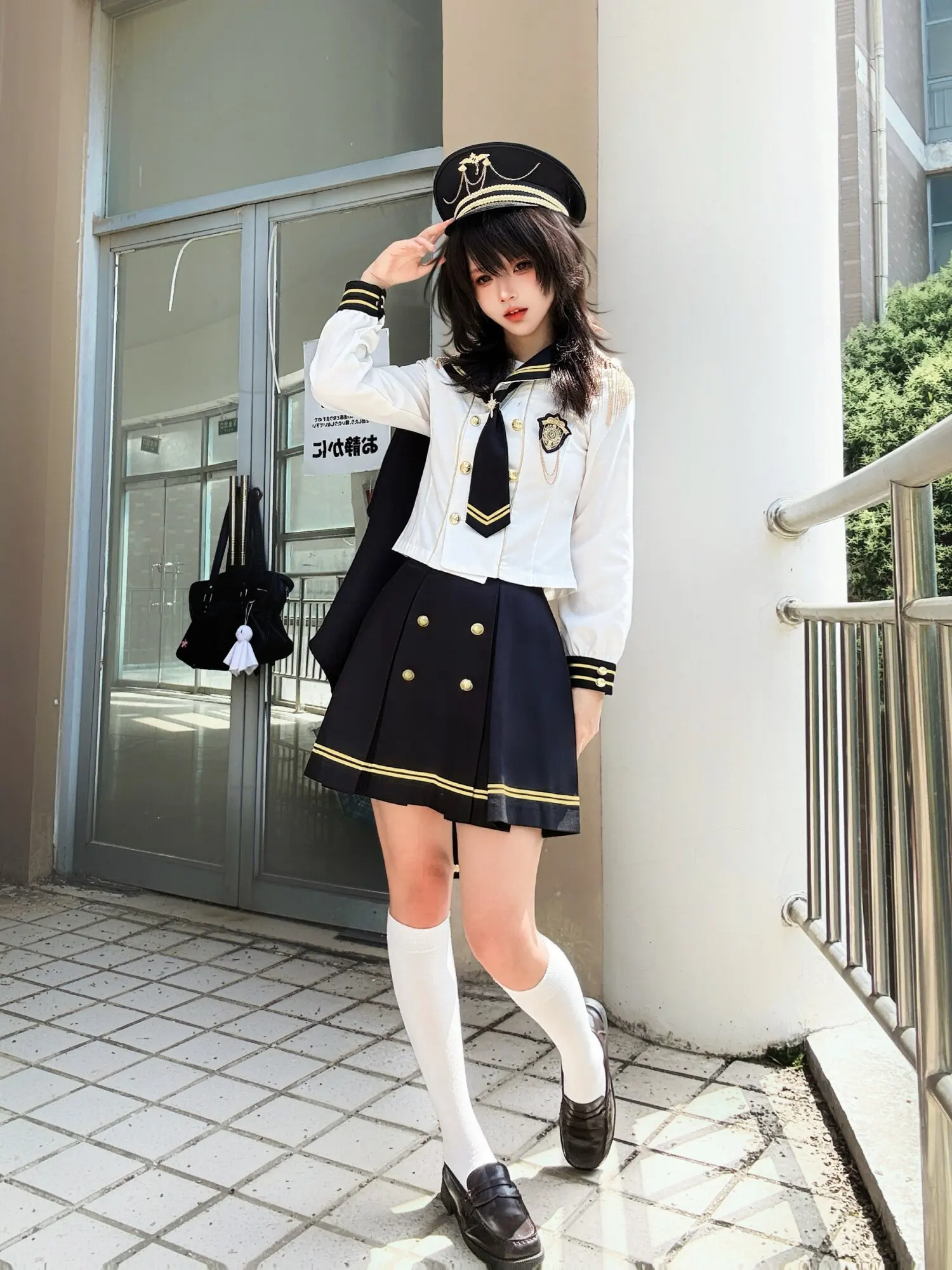 JK Sailor Suit Sweet and Handsome Suit Lolita 3 Piece Set Long Sleeve/ Short Sleeve Top Tassel Cape 39cm/70 Cm Pleated Skirt view 6