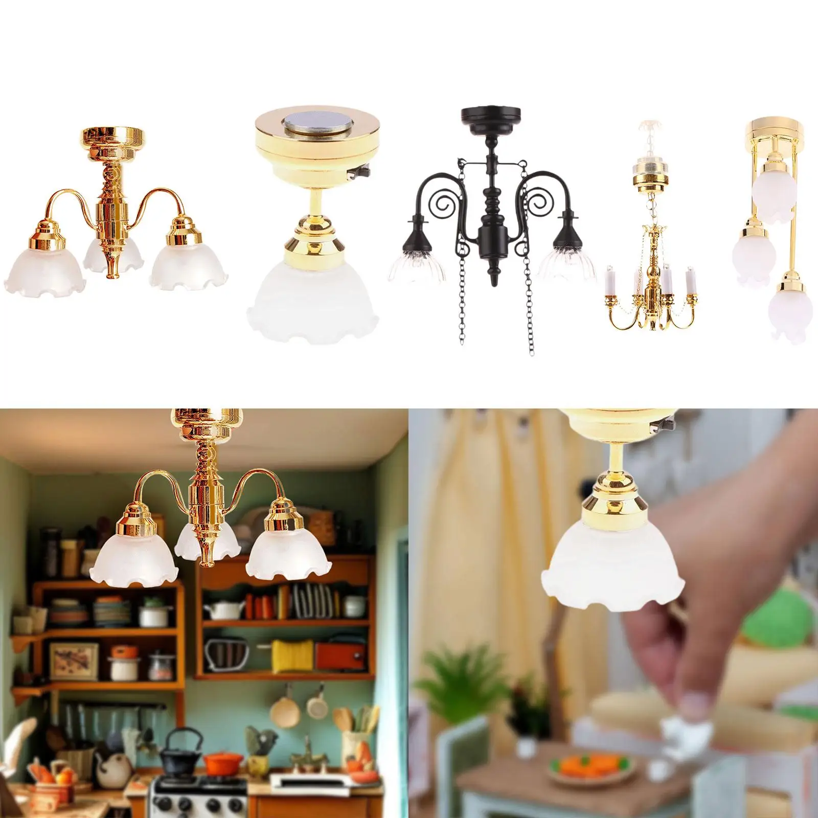 Lampadario per casa delle bambole Decorazioni per casa delle bambole Regali di compleanno Forniture fai da te Foto Prop Giochi di imitazione Giocattolo Artigianato per la cucina dell'ufficio