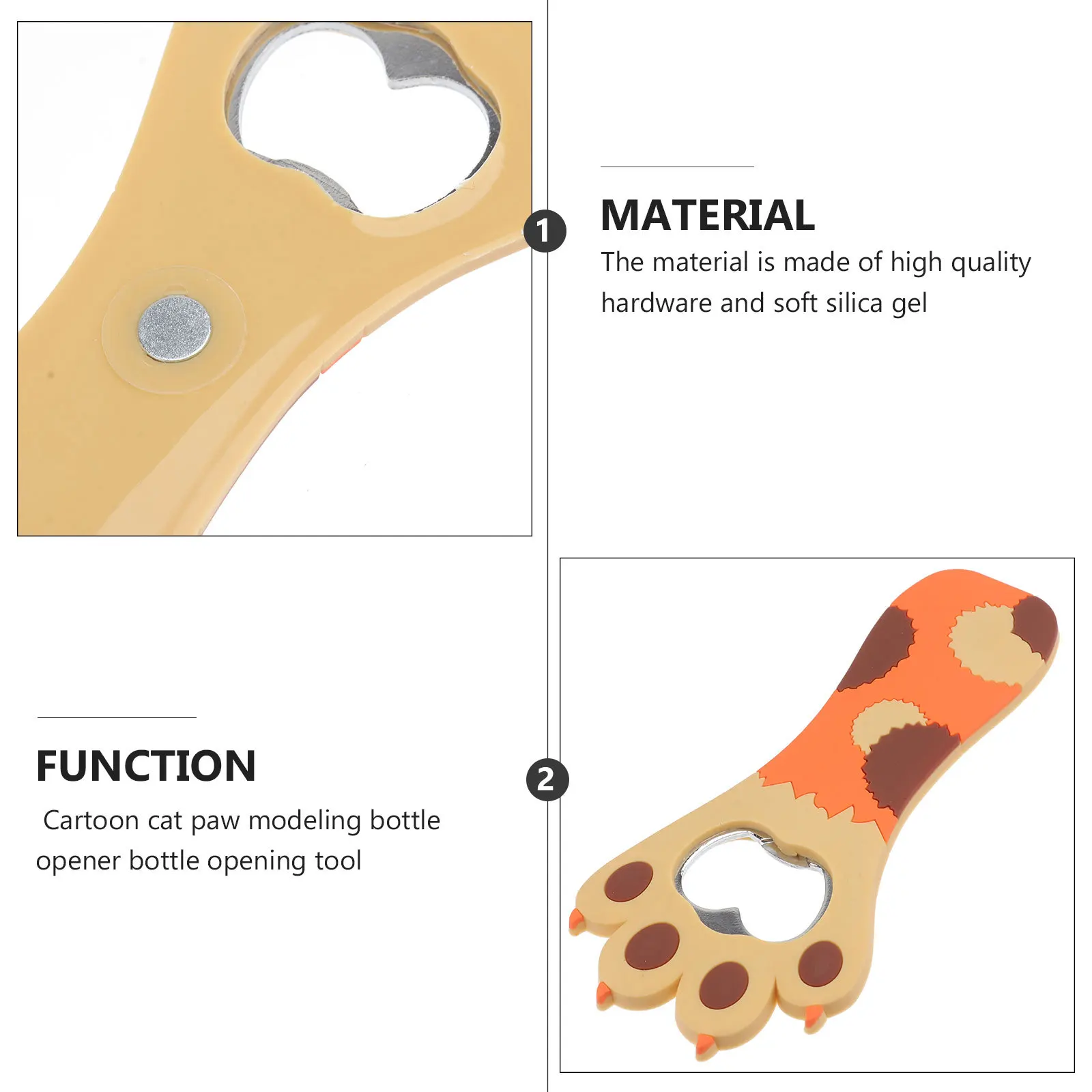

2Pcs Silicone Bottle Opener Creative Cat Claw Design Practical Beer Cap Opener Easy Use for Camping Picnic Bar