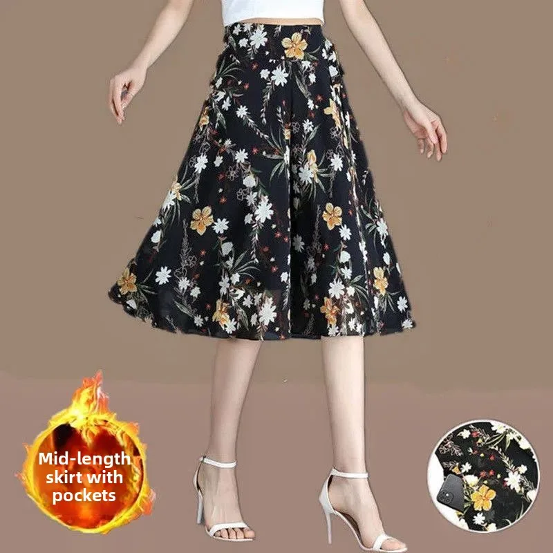 

Женские широкие брюки, весна-лето, новые свободные шифоновые брюки с цветочным принтом, юбка с высокой талией, повседневные брюки, модные солнцезащитные брюки...