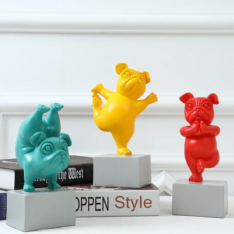 

Modern decorative Yoga French Bulldog Figurine ornaments for home decoration room rabbit astronauta sculpture gift to girlfriend