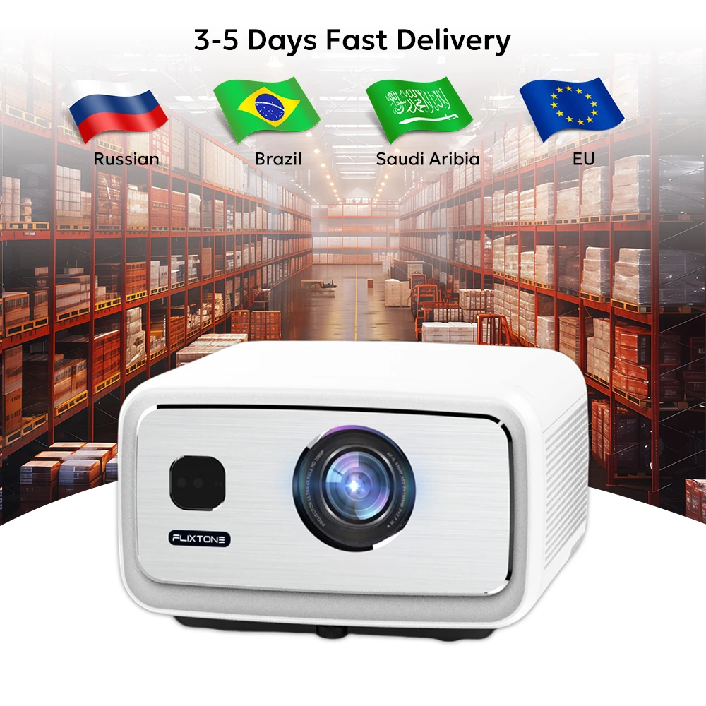 

High Brightness Flixtone D9W Ultra 3000 ANSI 4K Video Beam Projector 1080P Android 12 Smart 3+128G LED Cinemas For Home Theater