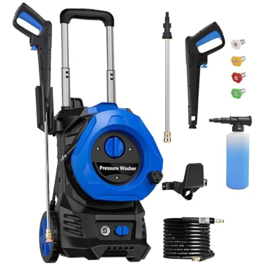 

Pressure Washer 5000PSI Compact Power Washer with Foam Cannon and Nozzles High Pressure Cleaning Machine Blue 25ft Hose for Car