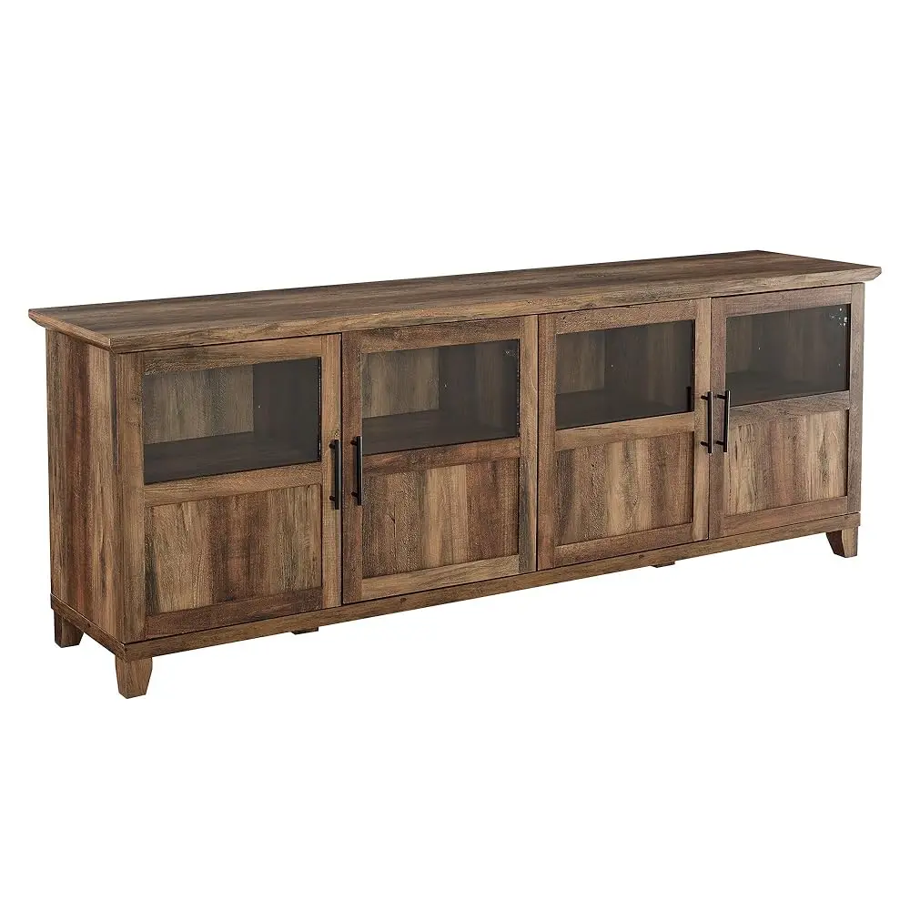 

Farmhouse Glass And Wood Tv Stand For Tv'S Up To 80"" Universal Tv Stand For Flat Screen Living Room Storage Cabinets And