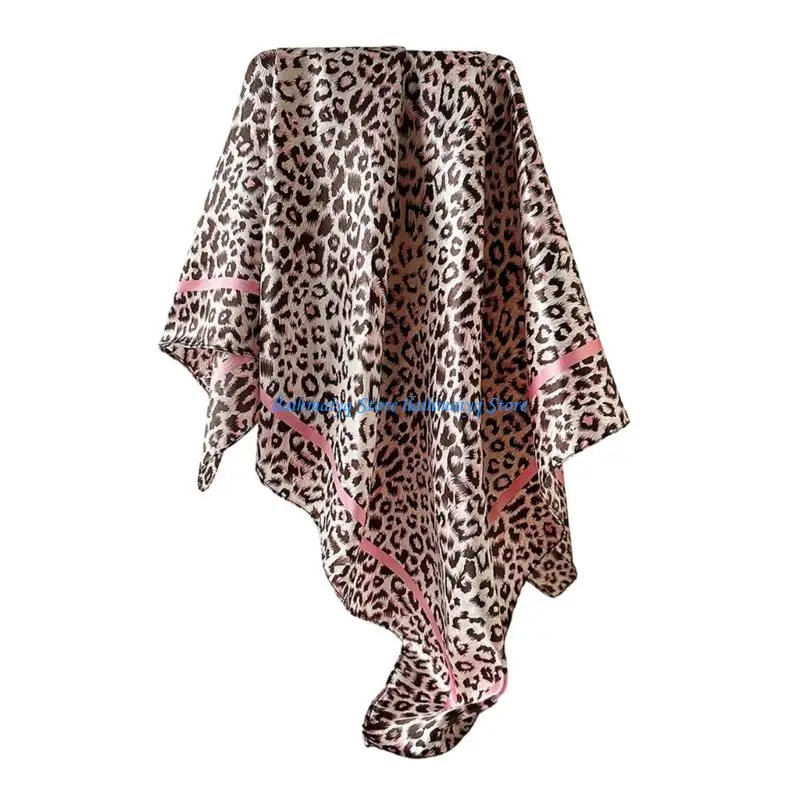 573B Elegant Leopard Pattern Head Scarf Square Bandana Scarf For Women Men Unisex