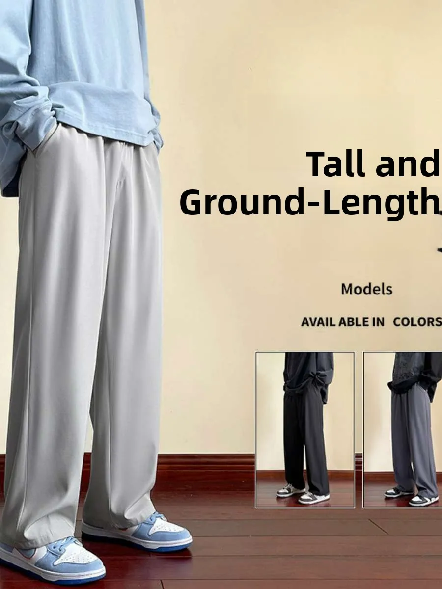 

Мужские спортивные брюки Slim Fit из ледяного шелка, прямого кроя, повседневные, весна-лето, новые, свободные, удобные, дышащие