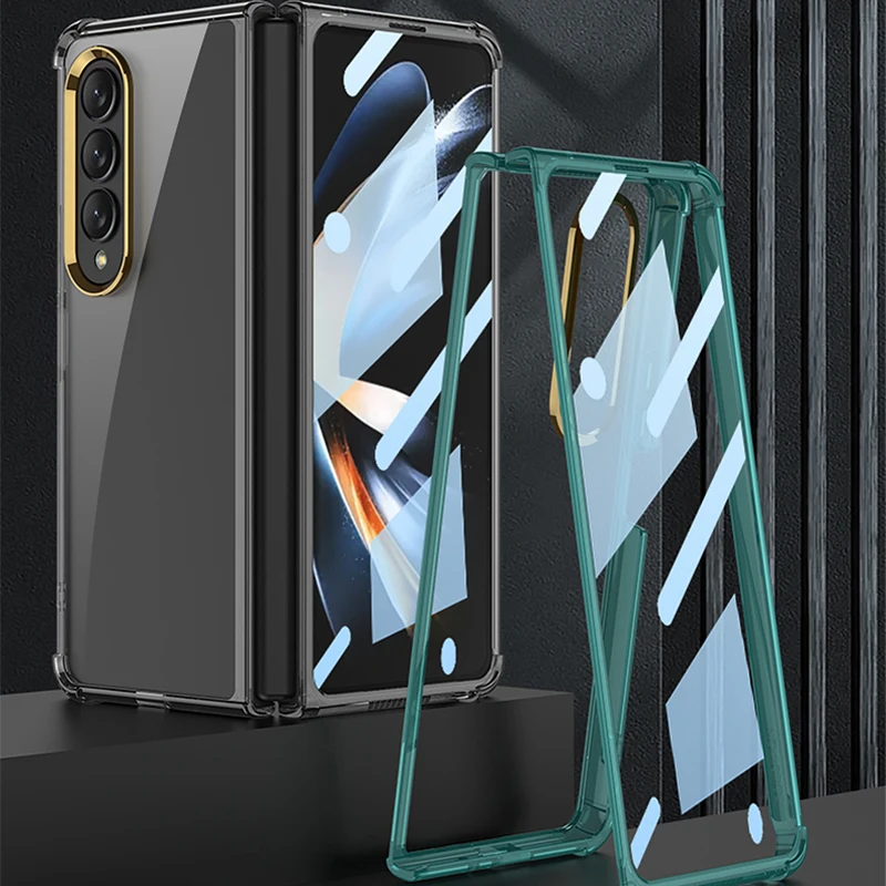 Shockproof Reinforced Corners Case for Samsung Galaxy Z Fold4 5G Transparent Back Cover for Samsung Galaxy Fold 4 Case Funda