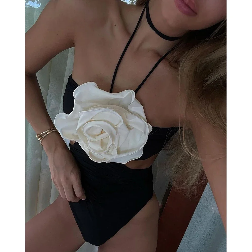 

2023 Sexy Floral Lace Up One Piece Swimsuits Female Women Swimwear Push Up Bathing Suits Bodysuits Beach wear Ruffle Monokini