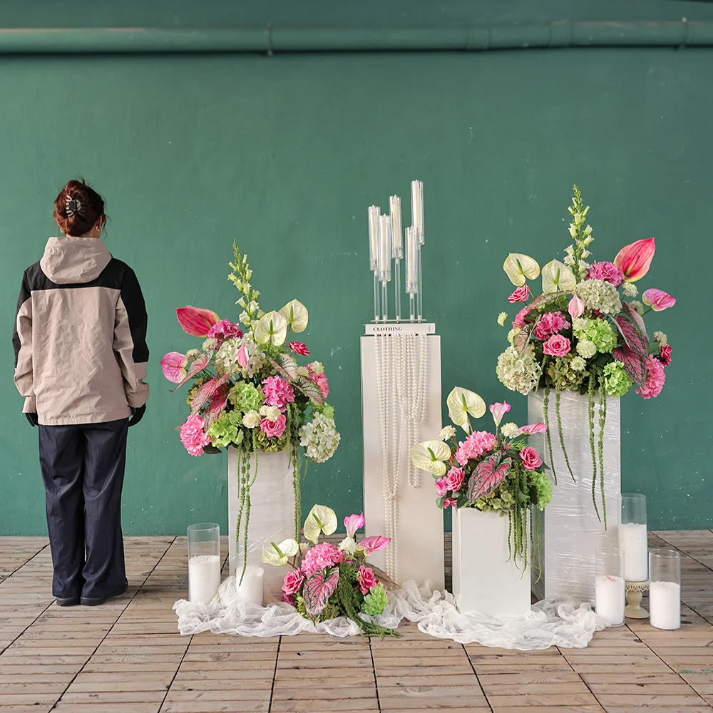 Wedding DIY Decor Artificial Flower Arrangement-Anthurium, Hydrangea, Rose Centerpiece Floor Floral for Event Decor Props FL3044 - view 6
