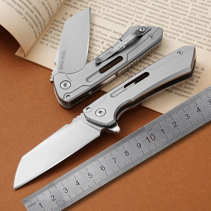 

Newest Pocket Folding Knife 3.38" S30V Tanto Plain Blade Titanium Alloy Handles Tactical Manual Open EDC Knives