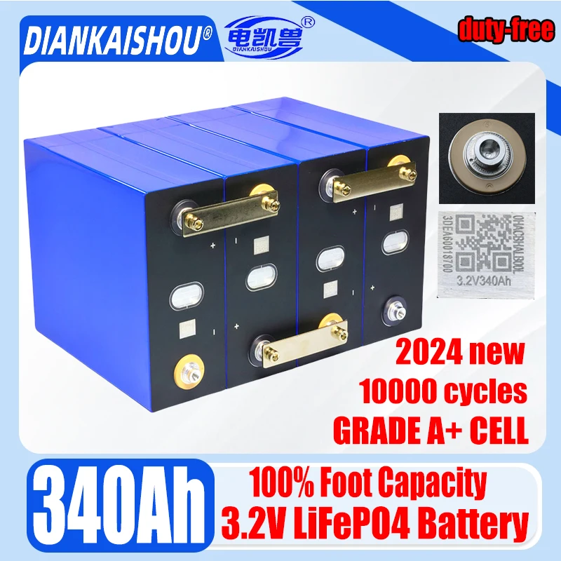 

3.2v 340ah 10000+ cycles GRADE A new Lifepo4 battery DIY 12V 24V 48V RV solar storage golf cart battery pack EU/US tax-free