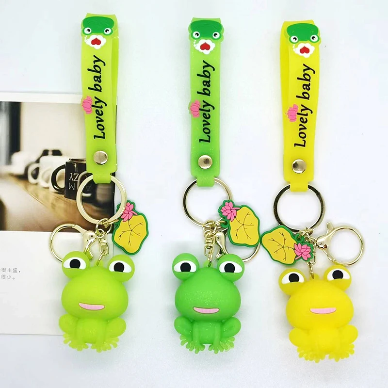 1Pcs Cartoon Creative Animal Frog Doll Pendant New Personalized Funny Frog Keychain Car Keyring Bag Decoration Kids Small Gift