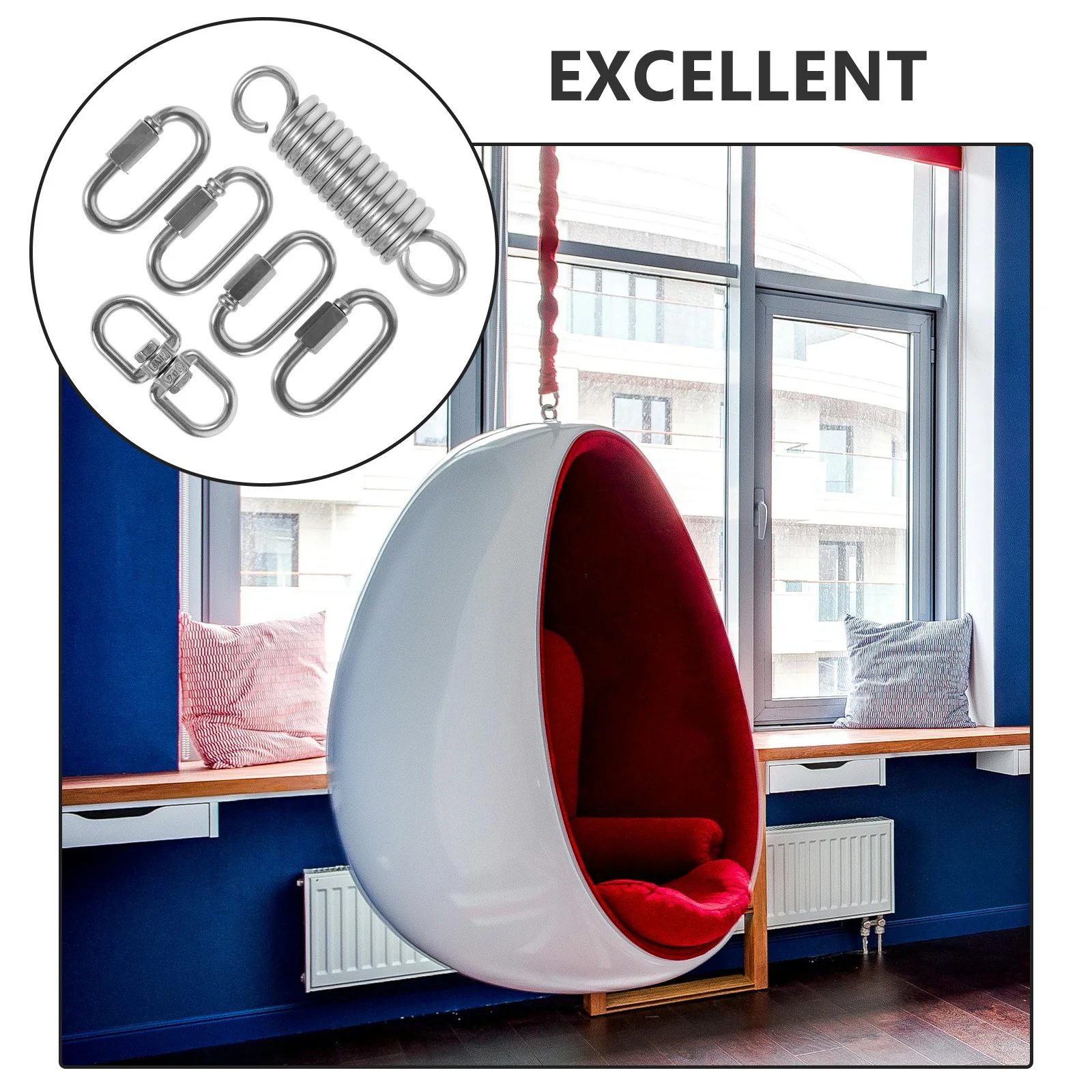 

1 set 1 Set Metal Swing Spring Kit For Hanging Chair Hammock Porch Swing Sandbag Support Durable Outdoor Use Spring Set