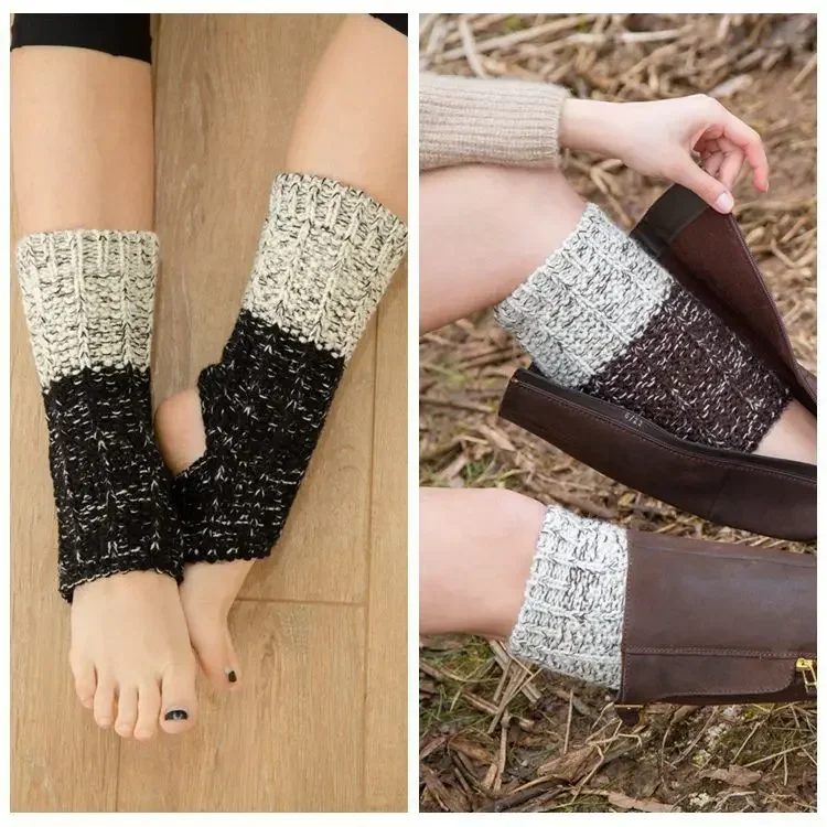 Mixed Color Warm Latin Dance Legs Warmers Knitted Sweater Functional Boots Cuffs Thickening Socks Protect Ankle Leg Warmers