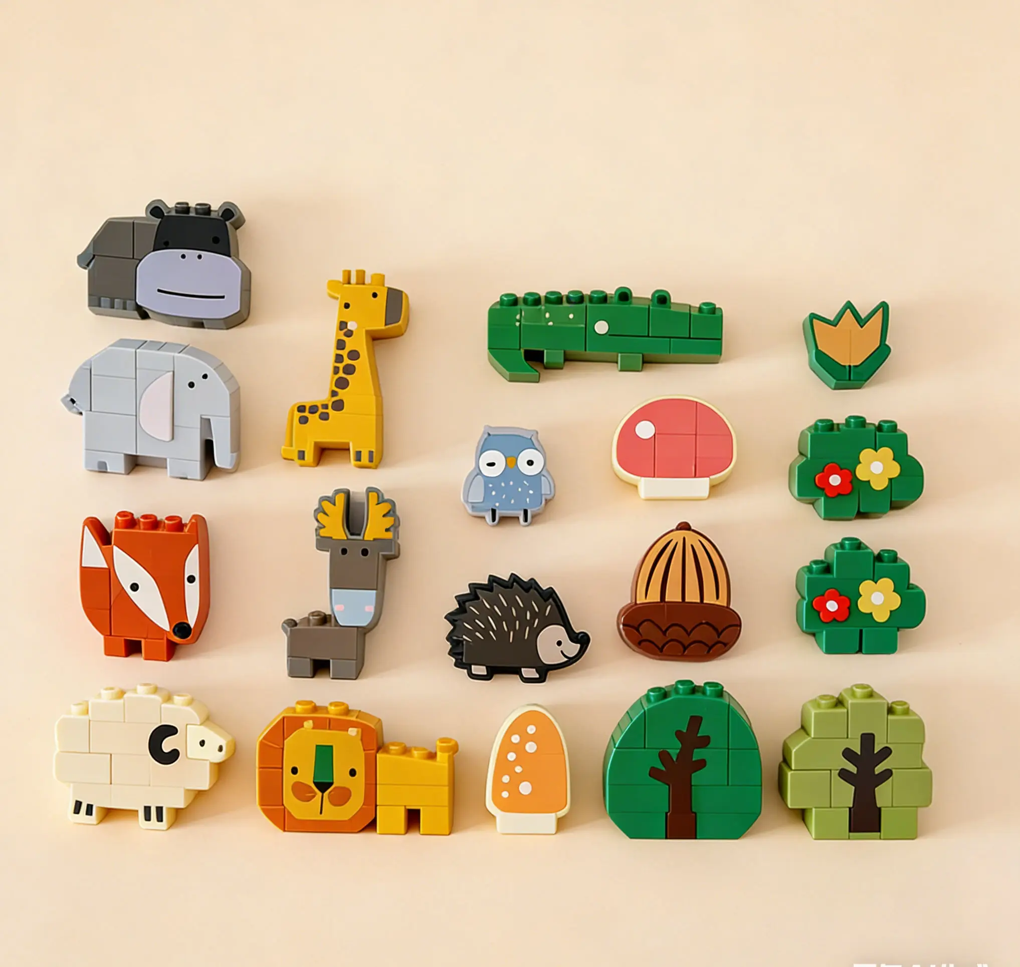 Gioco di equilibrio dei blocchi impilabili degli animali della foresta in legno per bambini, coordinazione occhio-mano e giocattolo impilabile interattivo per l'educazione precoce