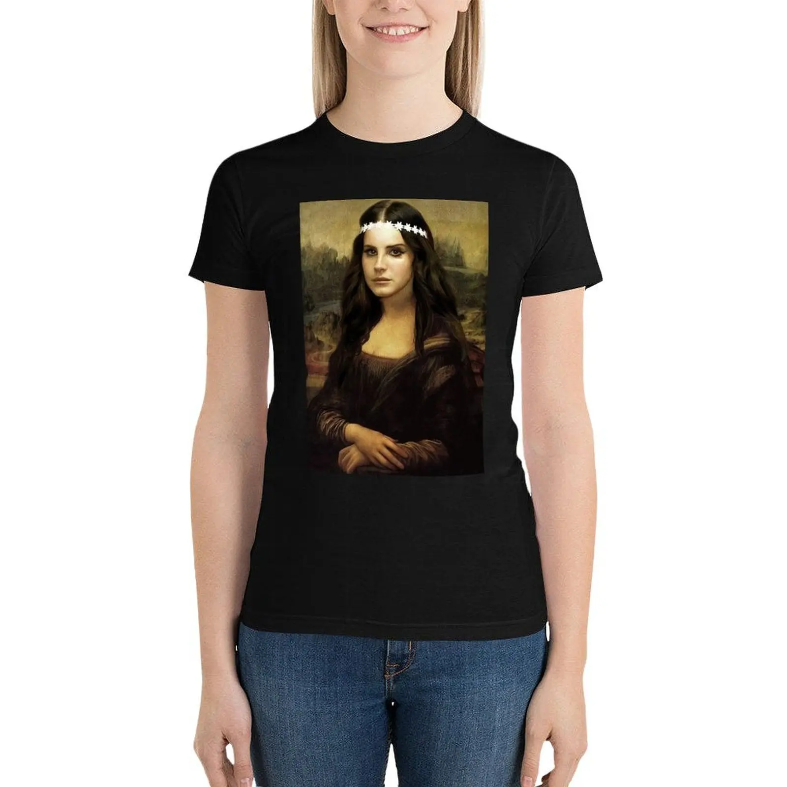 

beauty mona lana lisa T-Shirt plus size tops shirts graphic tees kawaii clothes lady clothes womans clothing