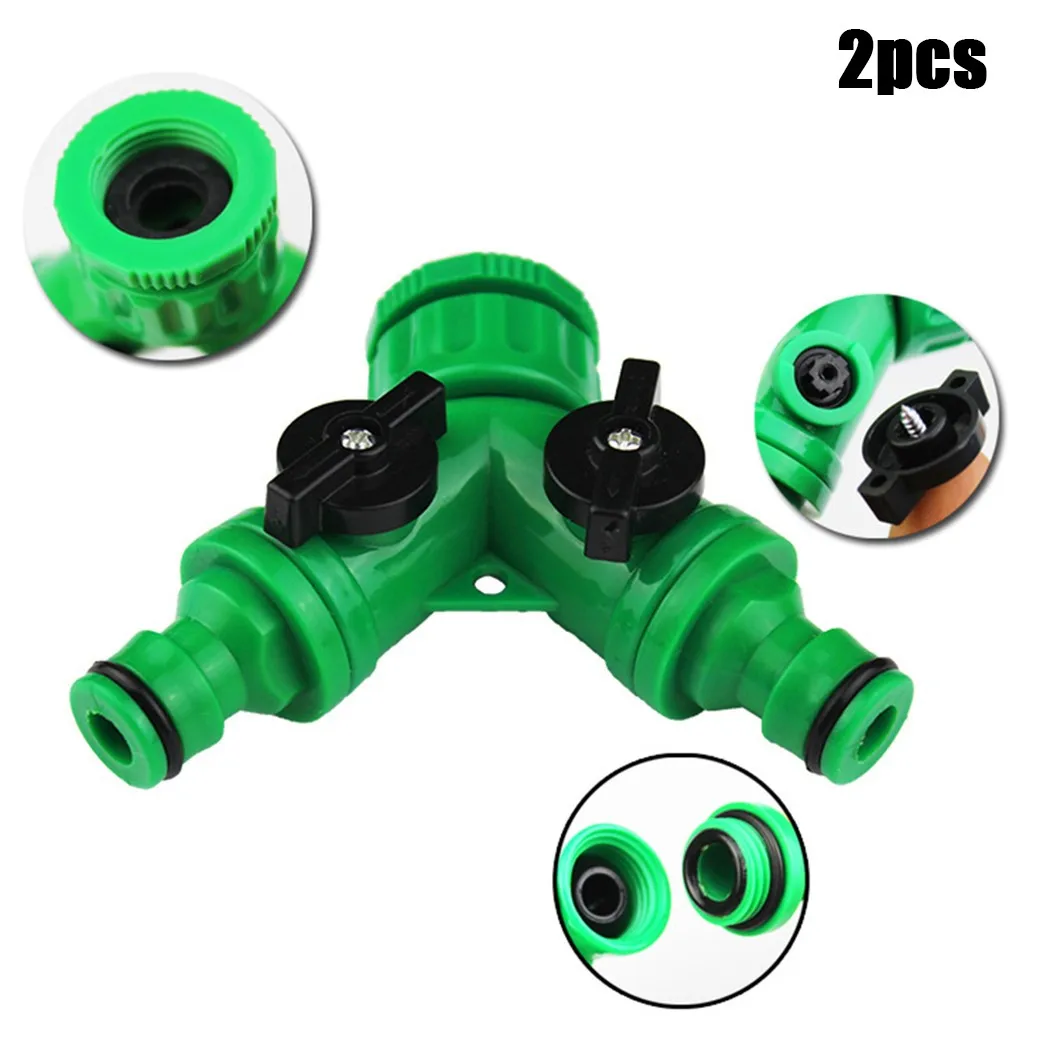 2pcs Garden Hose Distributor Two-way Double 3/4 Inch Drip Irrigation Plant Garden Tools 3/4 Garden Faucet Y-type Distribution