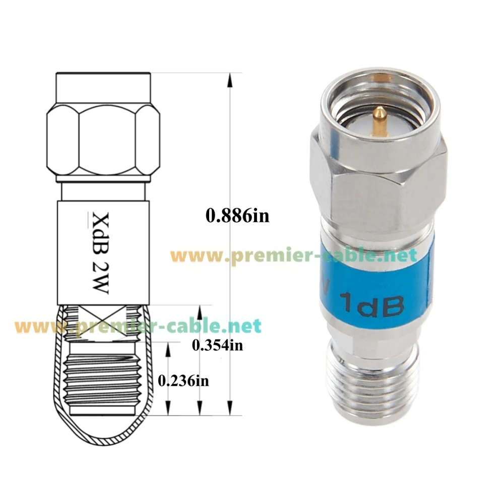 1dB-10dB 2W SMA HF-Dämpfungsglied 50 Ohm SMA Stecker auf Buchse Fester Koaxial-Dämpfungsglied DC-6GHz Niedriges VSWR für SDR, Amateurfunk, WiFi, GPS – Detail 5