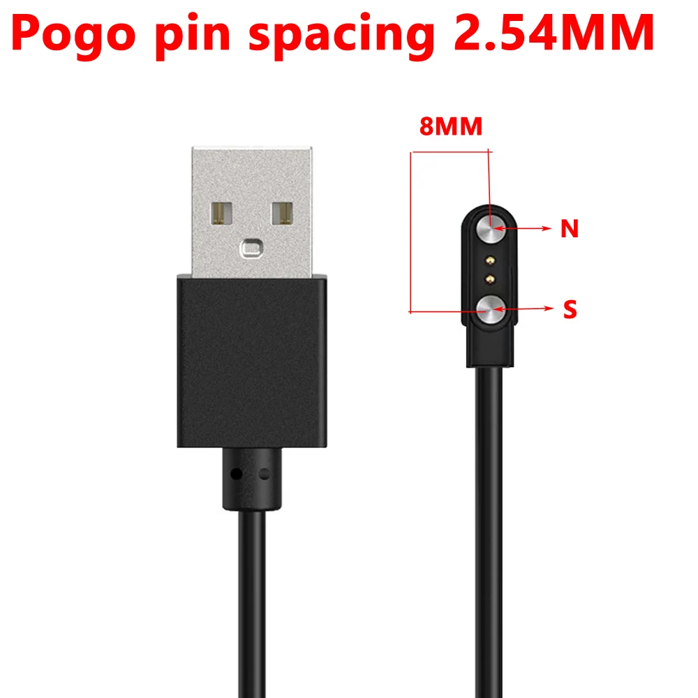 Smart Watch Charger Cord Magnetic Charging Cable Wire for Q12 Children\'s Watch 2 Pin 2.54mm USB Data Cables for Q12 Devices