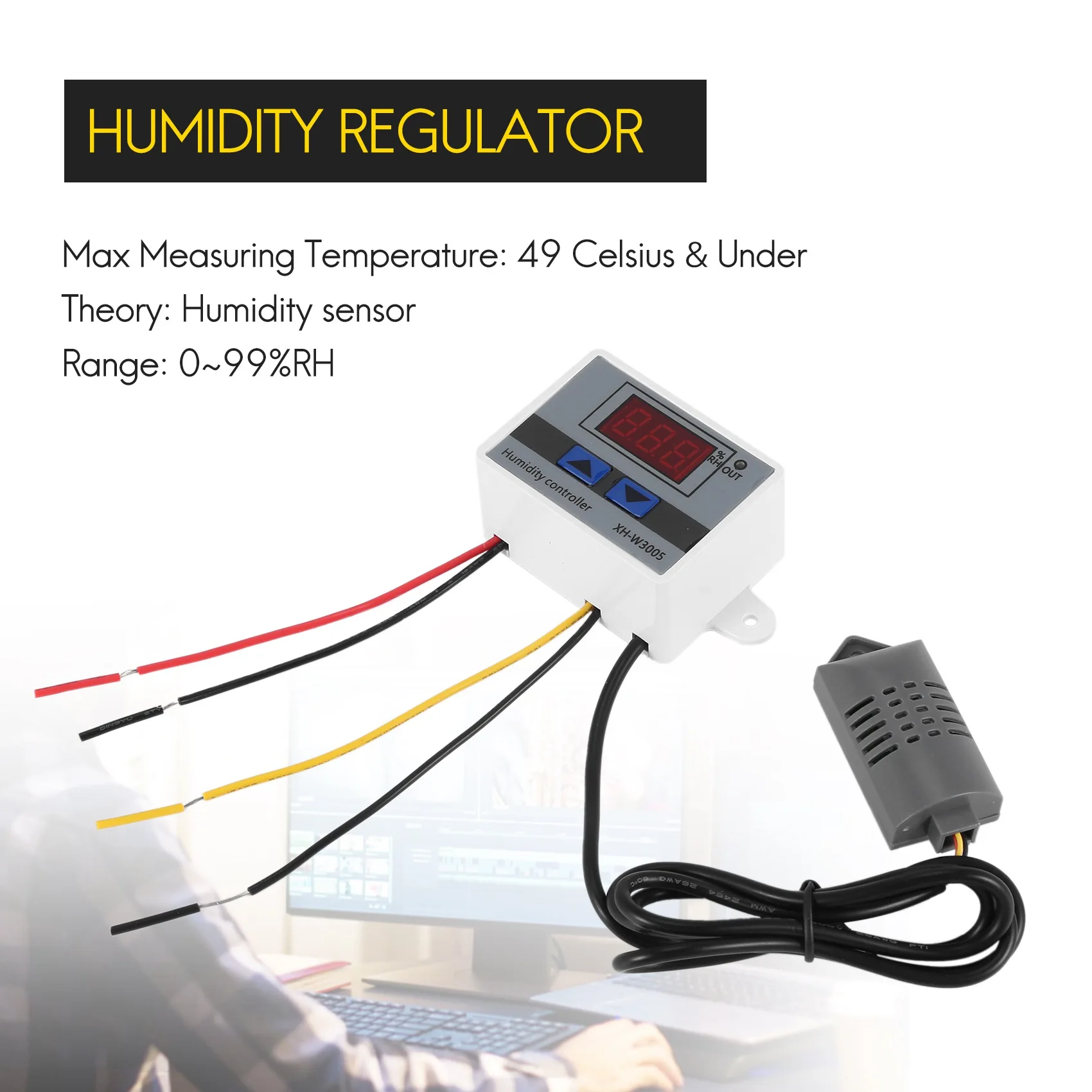 Digital Humidity Controller Hygrometer Humidity Control Switch 0-99%Rh Hygrostat With Humidity Sensor,Requisite