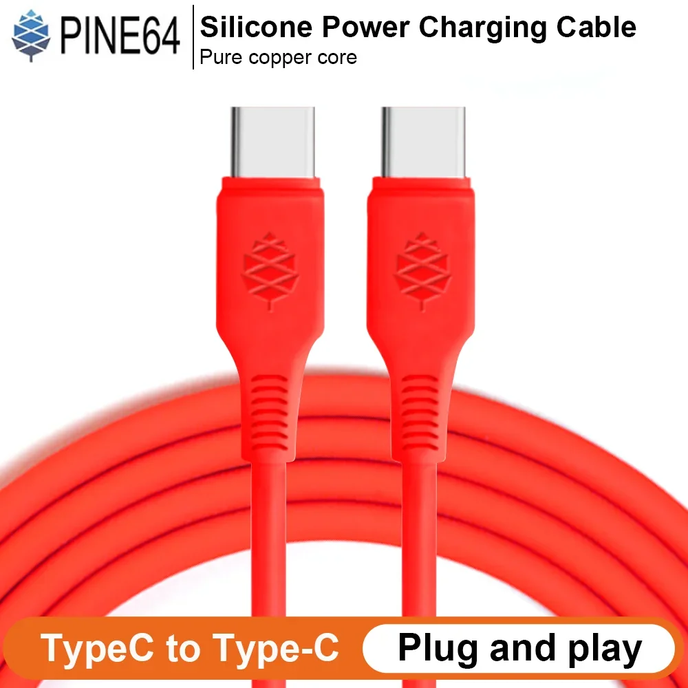 Original Pine64 USB Type-C to TypeC Silicone Power Charging Cable For Pinecil Electric Soldering Iron PinePhone and Pinebook Pro