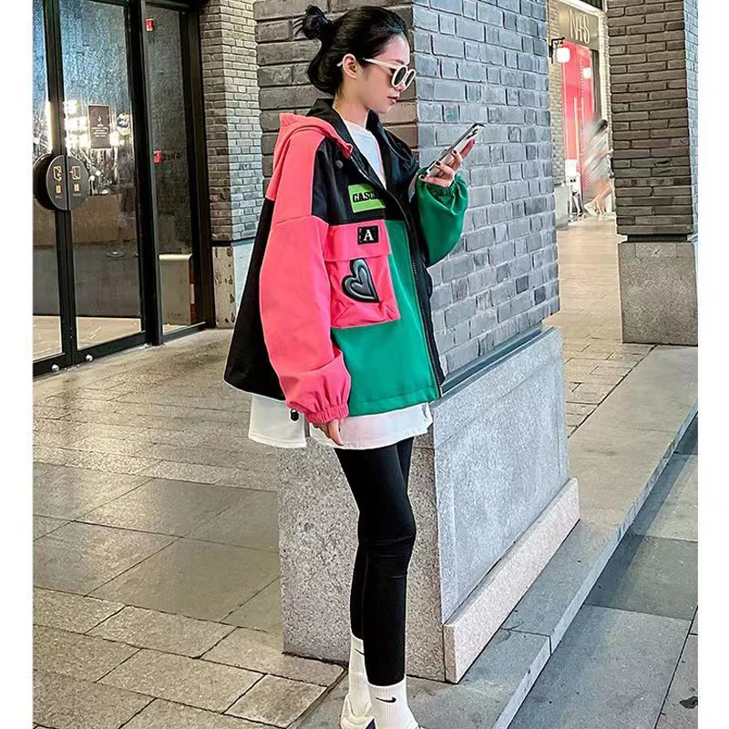 New Trendy Oversize Quilted Coat Women 2024 Spring Autumn Streetwear Loose Hooded Short Jacket