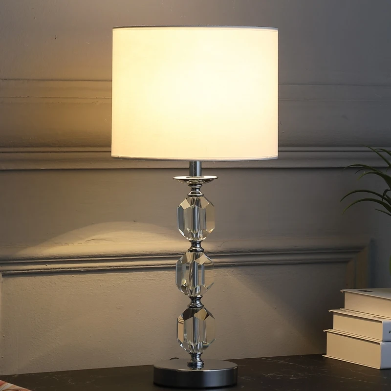 

Черная лампочка Хромированный хромированный металлический шнур Хлопок Хлопок и лен Кристалл Меры Металл 21 В Tilli Шестиугольная призма Хрустальный шар Настольная лампа