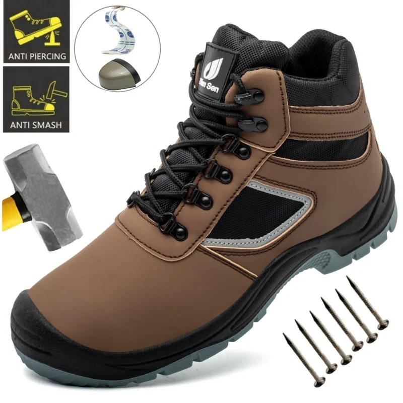 

Waterproof Safety Shoes Steel Toe Men Puncture-protective Work Boots Anti-smash Protect Indestructible Comfortable Safety Boots