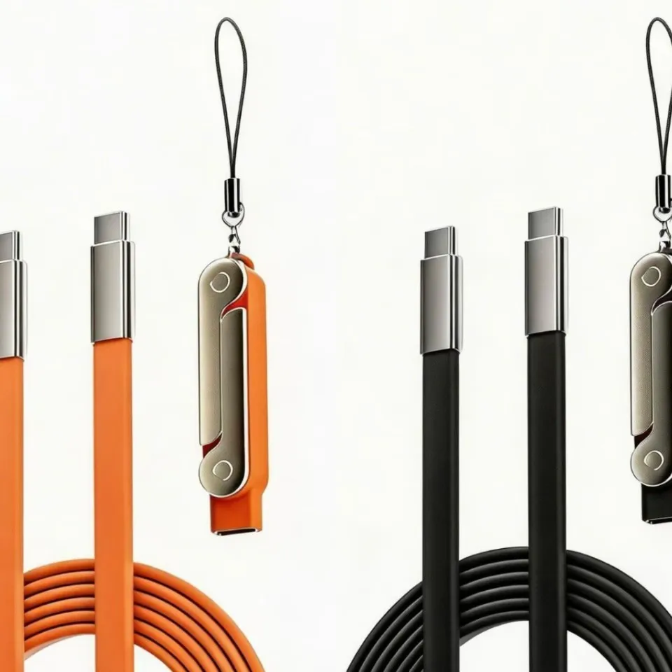 240W  Fast Charging Type C to Type C  Cable With Detachable Foldable Phone Stand Braided Data Sync Charger Cord For Samsung