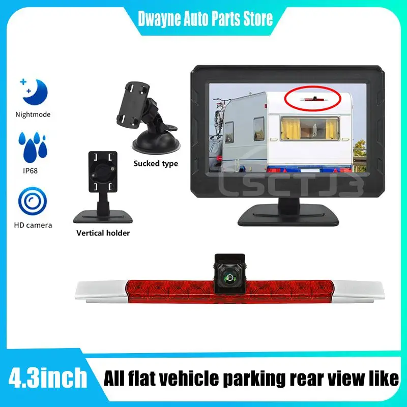 

Universal High Level Brake Light Reverse Camera Compatible WithHella 2DA 343 106-201 With 4.3inch Display Screen Rearview Camera