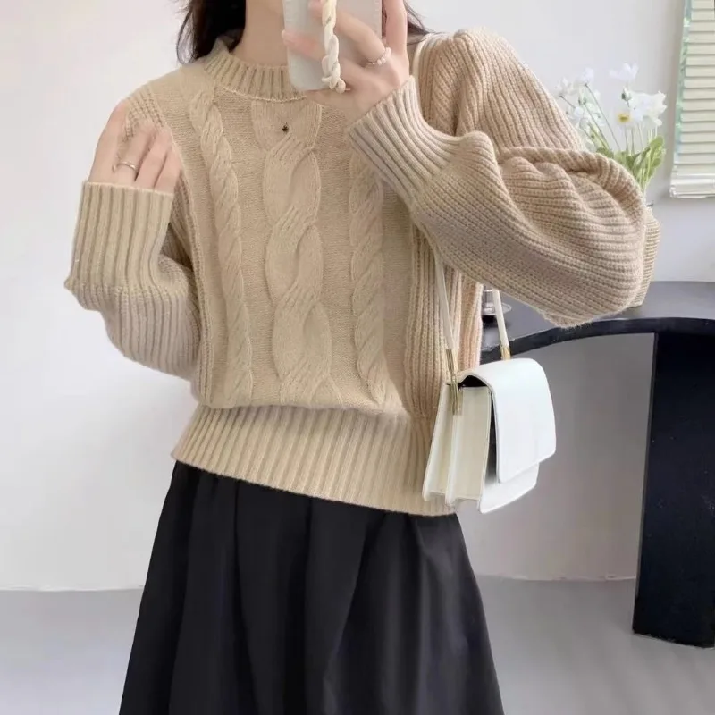 

Винтажный короткий вязаный свитер с ворсом, женский осенне-зимний новый облегающий пуловер с высокой талией, стильный дизайн, маленький пуловер