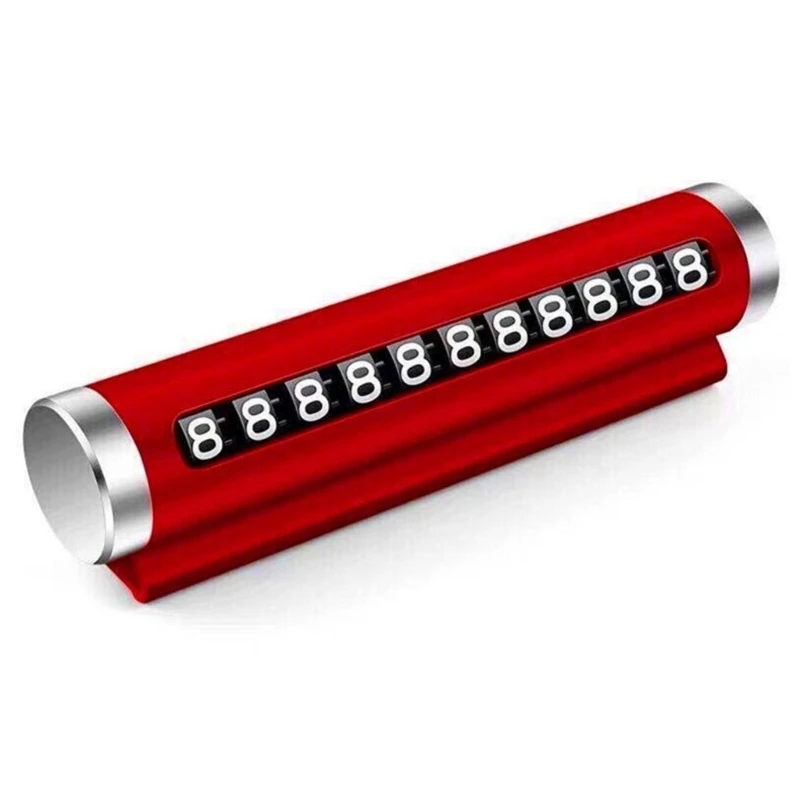 

652F Aluminum Car Phone Number Holder with Roller Face & Strong Adhesive Parking Plate for Temporary Parking Sign Convenience