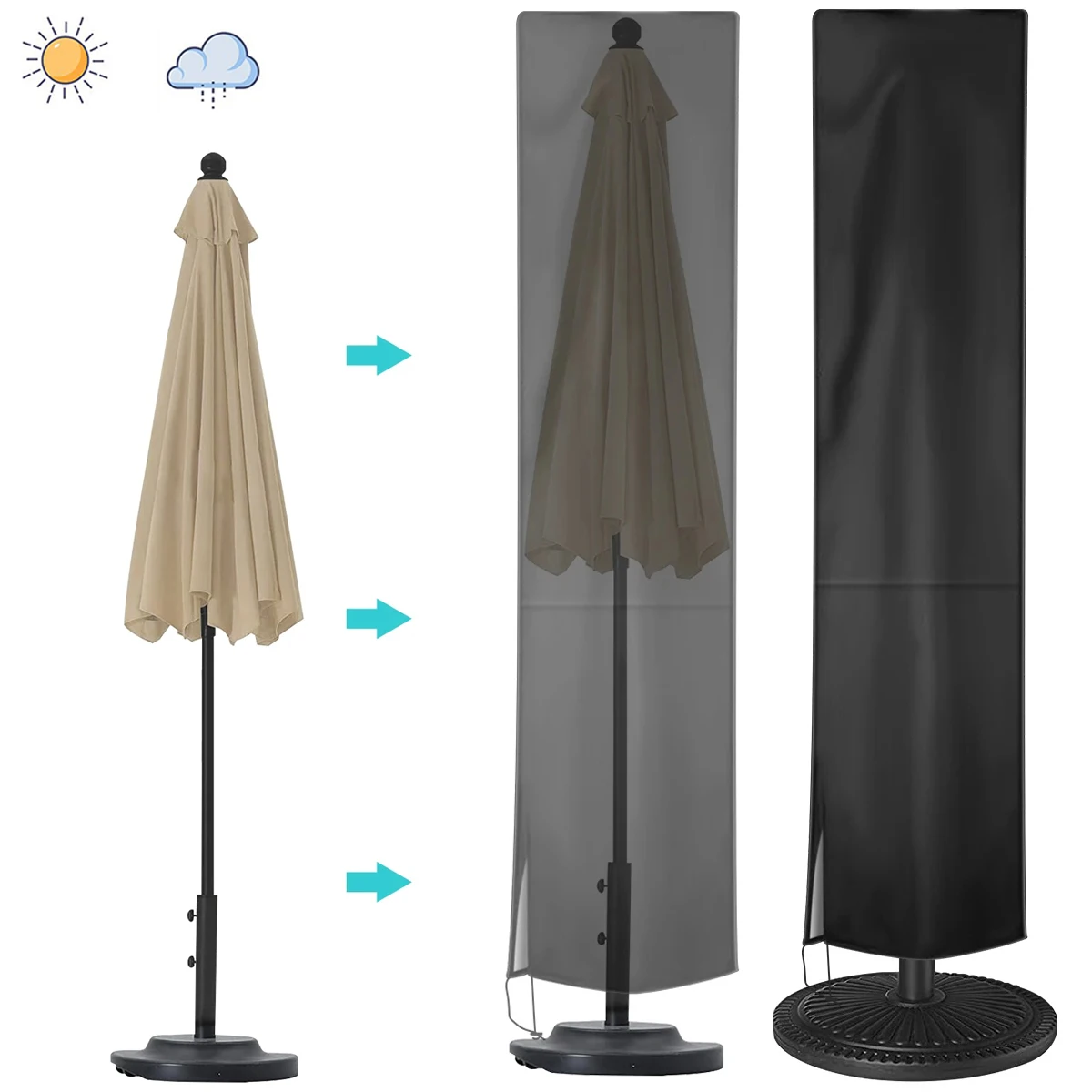 Parasol Cover Outdoor Patio Waterproof Anti-UV Umbrella Protector Covers Garden Sun protection Large Oxford Cloth Thicken