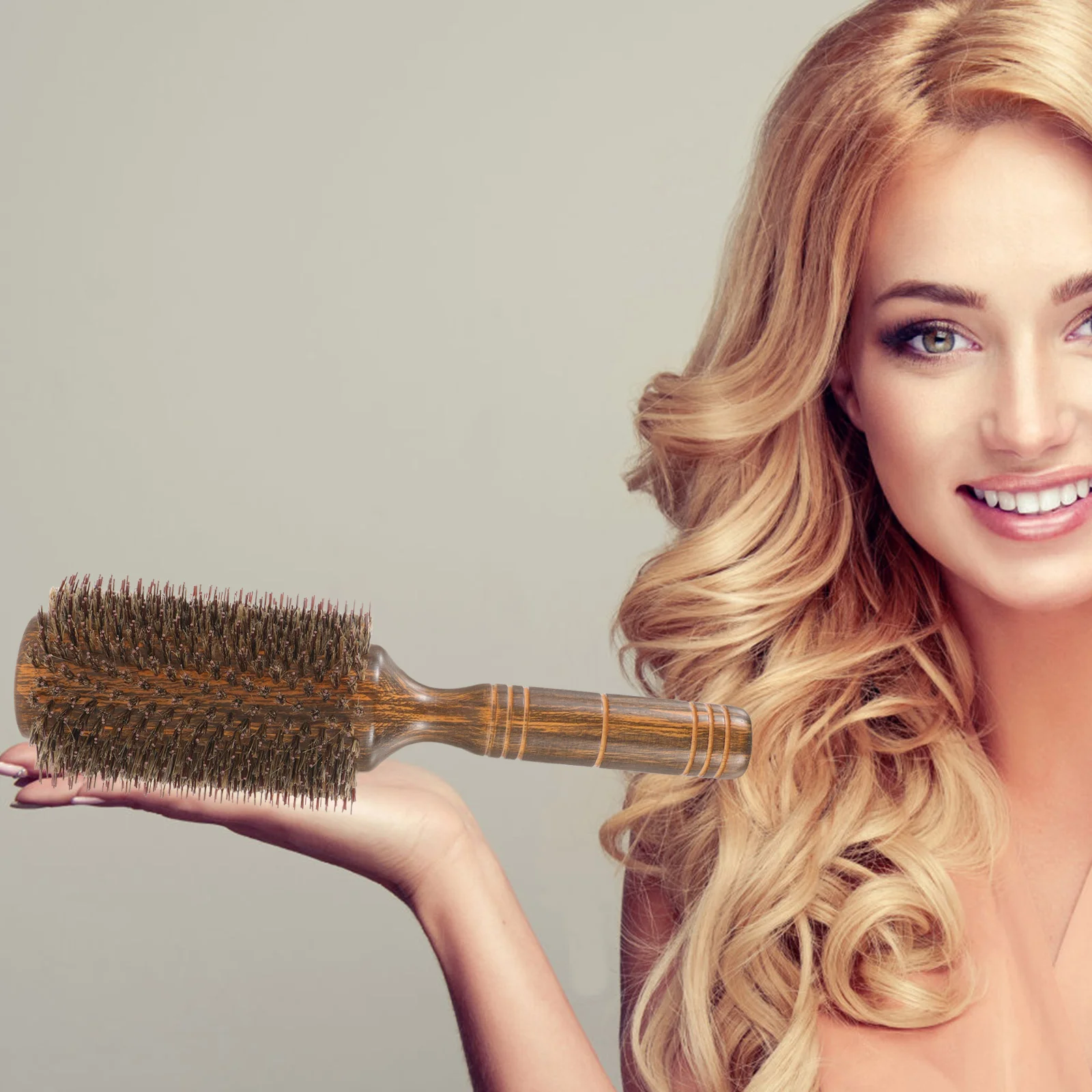 

Pig Bristle Curling Comb Hair Brush for Curly Hairbrush Heat Resistant Nylon Blow Drying