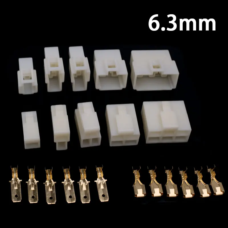 1set/5Set 6.3mm 1/2/3/4/6/8/12P/14 Pin Automotive 6.3 Electrical Wire Connector Male Female Cable Terminal Plug Kits Ebike Car